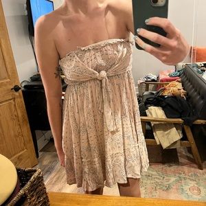 Strapless flowy boho dress